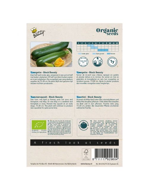 Buzzy Organic Courgette Black Beauty - Bio - Groentezaden - 2 g