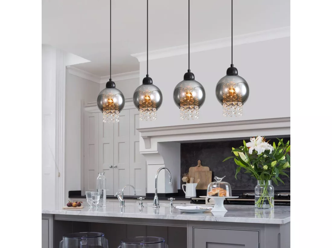 Lampe Suspendue Pour Table à Manger En Cristal Noir E27 Lampe Suspendue Moderne Pour Salon