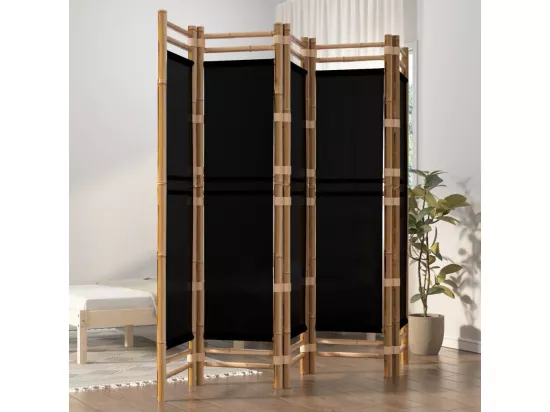 Cloison de séparation pliante 5 panneaux 200 cm Bambou et toile