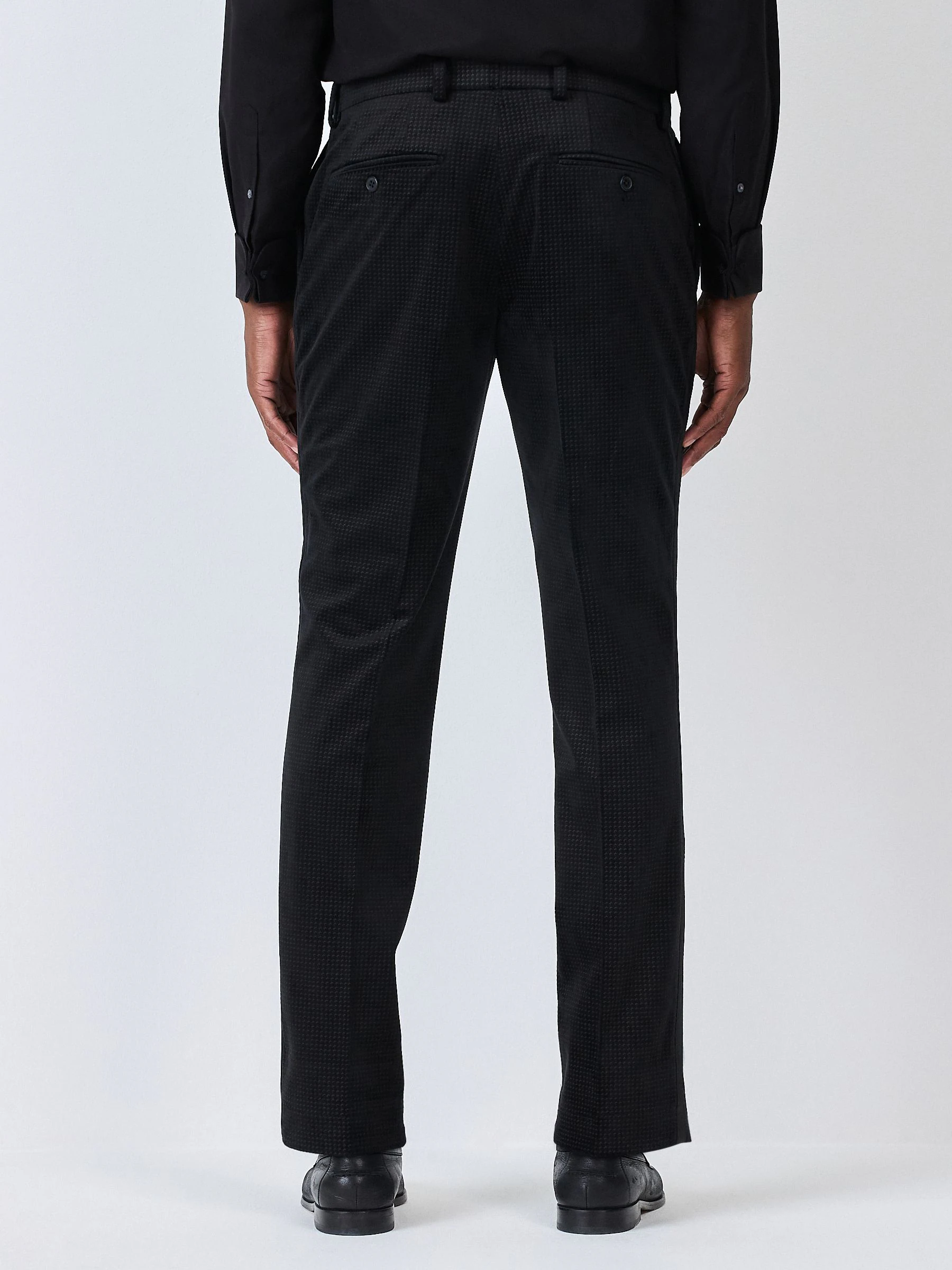 Zwart/goud - Slim Fit Velvet Printed Tuxedo Trousers With Side Tape Detail