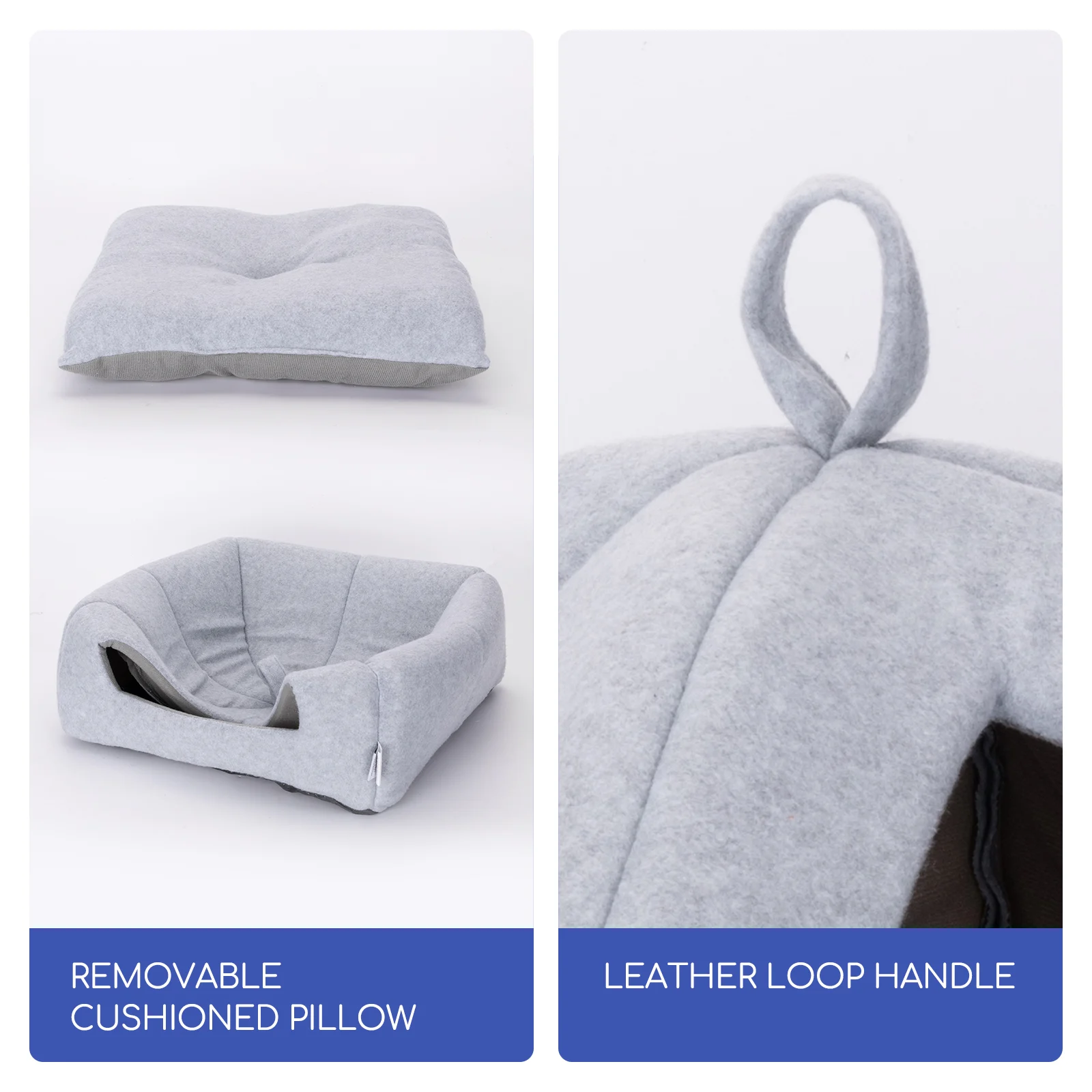 Cama Nobleza para Gatos e Cães, Tamanho Médio, Lavável, em Formato de Caverna, com Almofada Removível, 38x38x33cm, Cinza