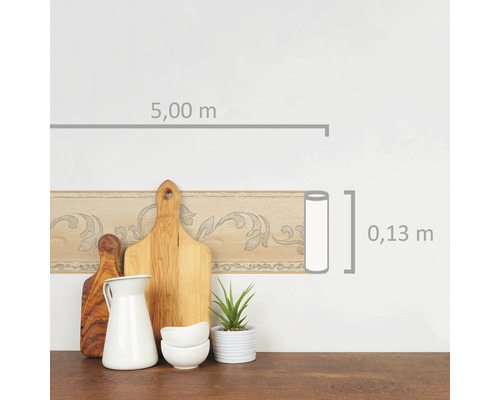Rand 8958-13 Alleen Randen 9 zelfklevende rank beige 5 m x 13,2 cm