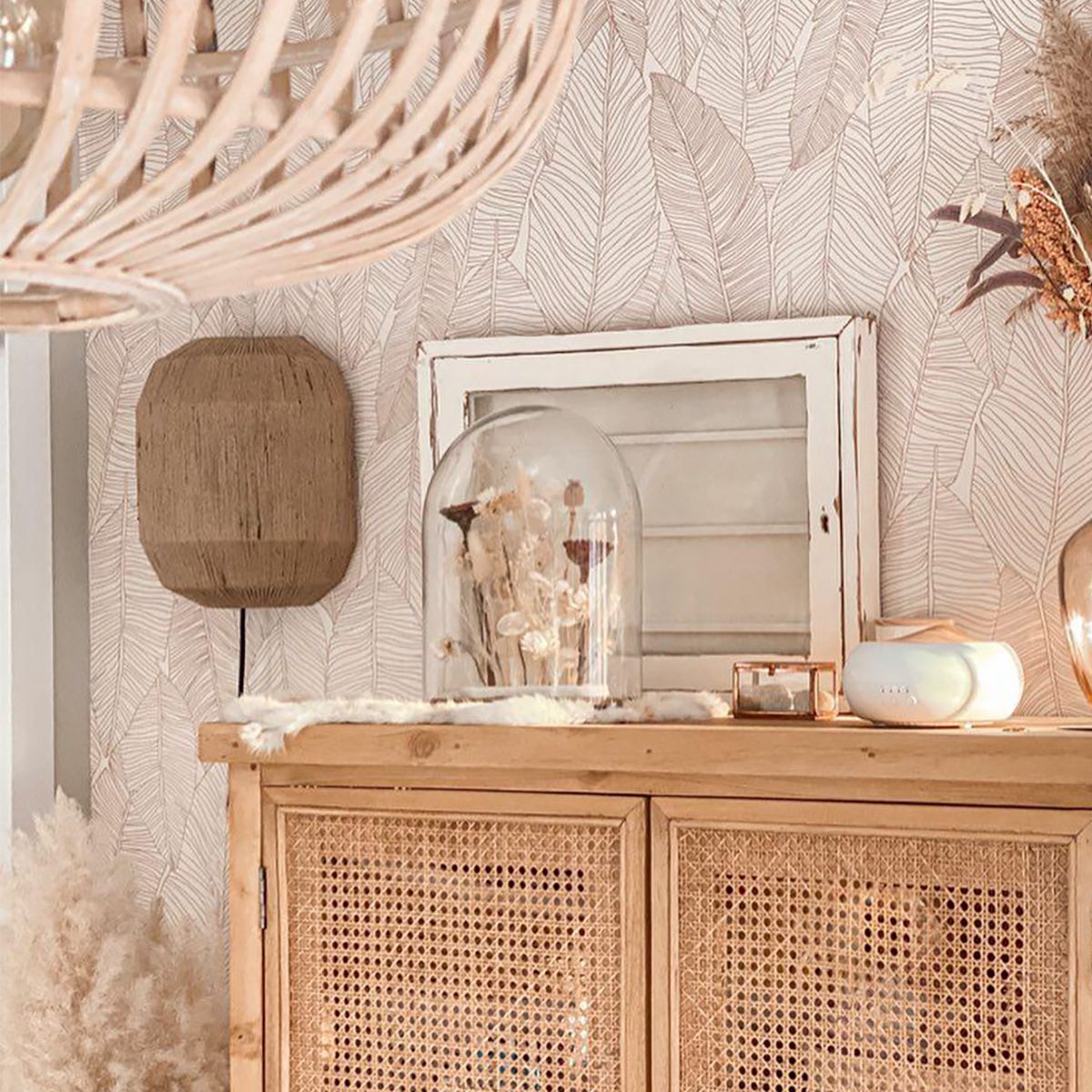 Oosterse wandlamp zwart met jute touw - Riki