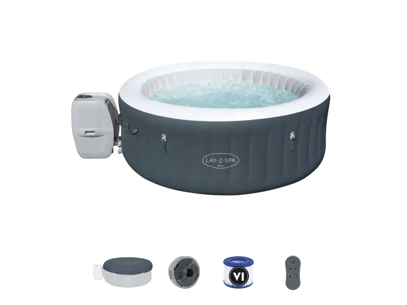 Bestway 60009, 669 L, 4 person(er), Rund, Boble/Jet massage, Acrylonitrilbutadienstyren, PVC, Grå, Hvid
