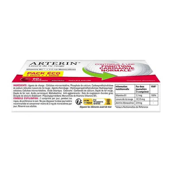Arterin Arroz Vermelho Fermentado 2,9 mg 2 meses + 1 grátis 90 Comprimidos