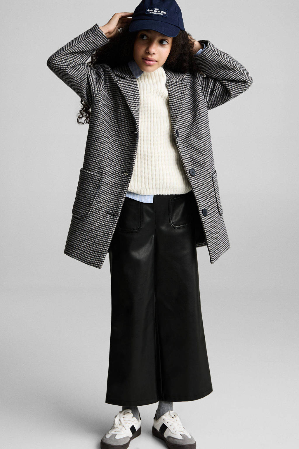 Mango Kids imitatieleren broek zwart