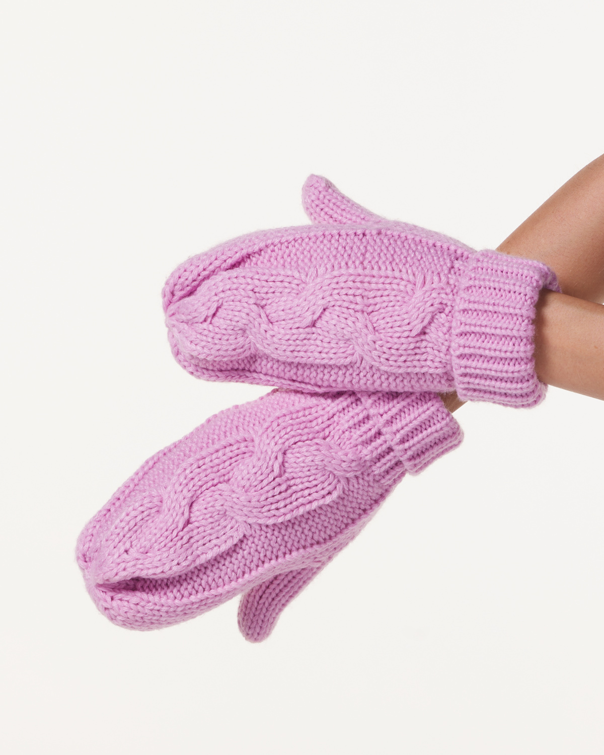 Bumpro Vivid Cable Knit Mittens Pink Snow