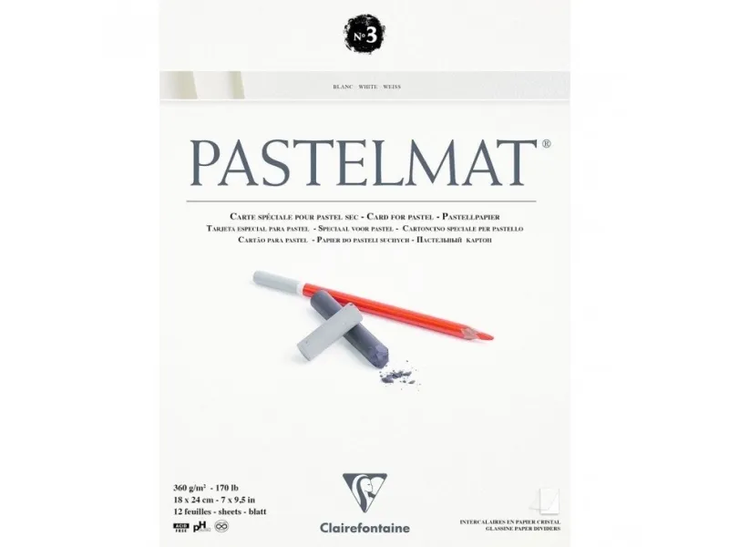 Clairefontaine PASTELMAT paper nr. 3 - 18x24 cm - 12 ark hvid