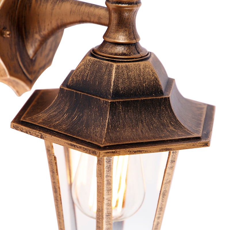 Antieke buitenwandlamp, goud, IP44 - New Haven
