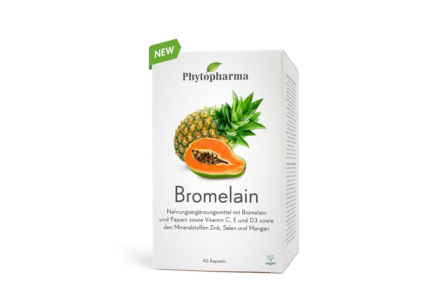 Bromelain 45 KapselnNahrungsergänzungsmittel mit Bromelain und Papain sowie Vitamin C, E und D3