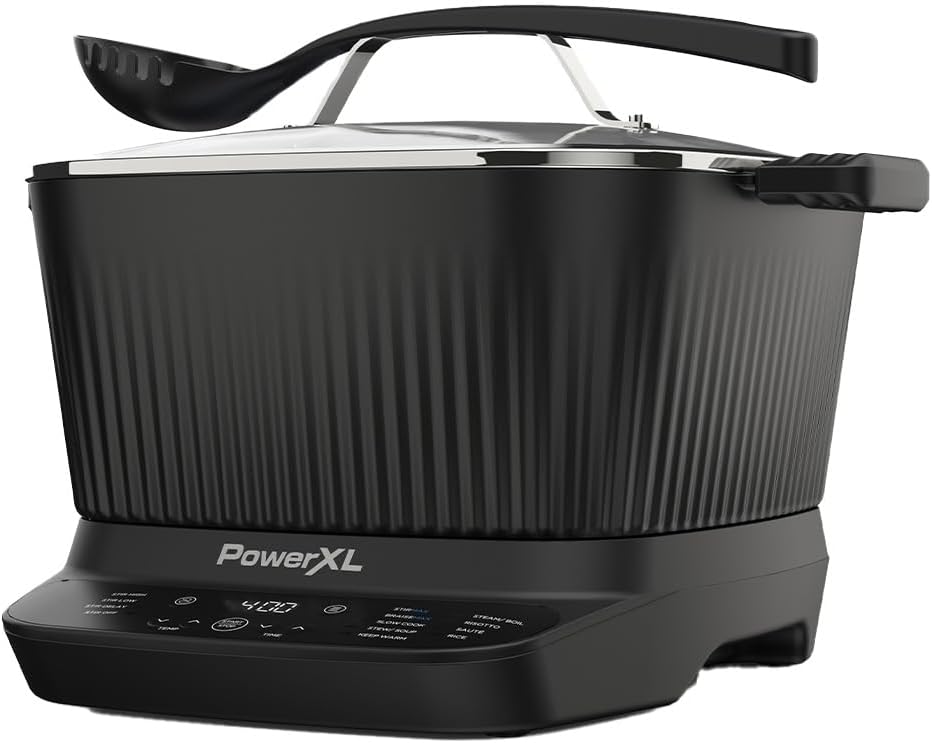 PowerXL StirMax – Innovativer Multikocher mit automatischem Rührsystem - 9 Programmen - Keramik-Antihaft-Beschichtung & umfangreichem Zubehör
