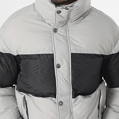 Doudoune Capuche Gris Noir