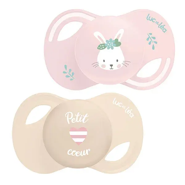 Luc et Léa Collection 2 Sucettes Anatomiques Tetine Extra-slim 0-6 mois Lapin