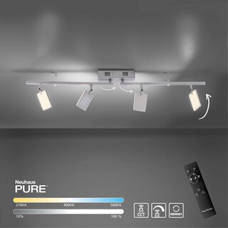 Paul Neuhaus LED Deckenlampe mit 4 Spots PURE-MIRA alufarbig