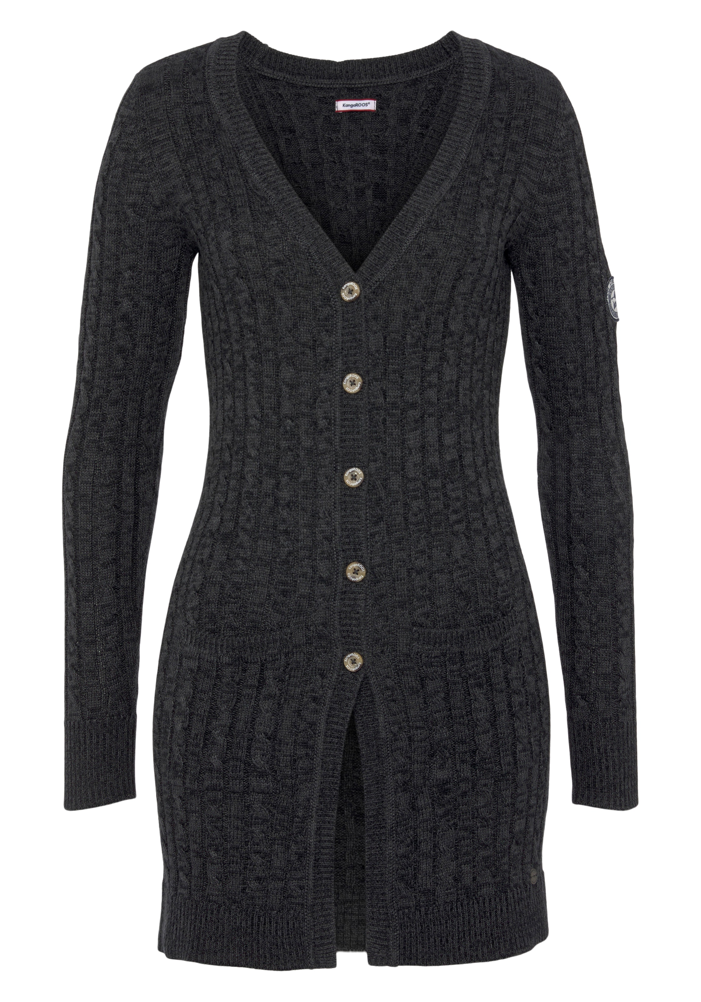 KangaROOS Longstrickjacke , mit trendigem Zopfmuster und Taschen