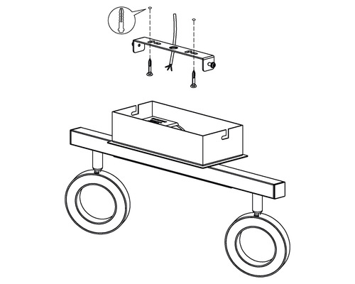 LED plafondspot 2x3,3W 2x400 lm 3000 KL 39 cm aluminium/chroom/satijn