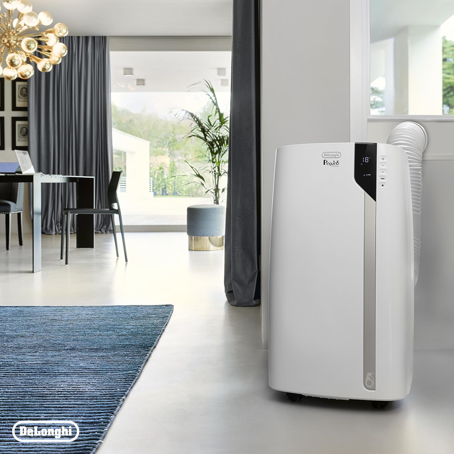 De'Longhi Pinguino PAC EX93 Mobiles Klimagerät mit Abluftschlauch, 60dB(A), Whisper Technology - Sehrleise, Klimaanlage für Räume bis 85m3, 3 Ventilatorgeschwindigkeiten, Entfeuchtungsfunktion, Weiß
