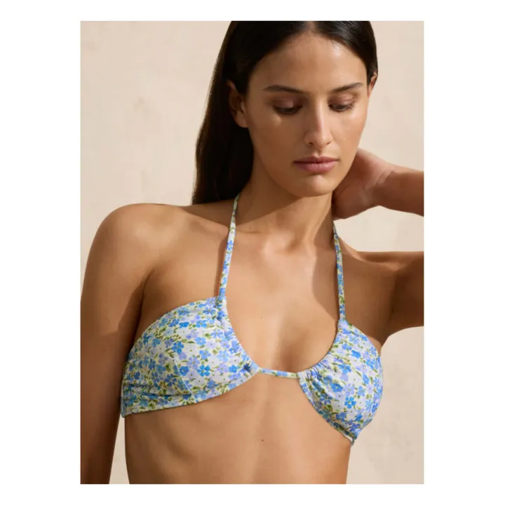 Peony Haut de Maillot Ruched Halter | Bleu