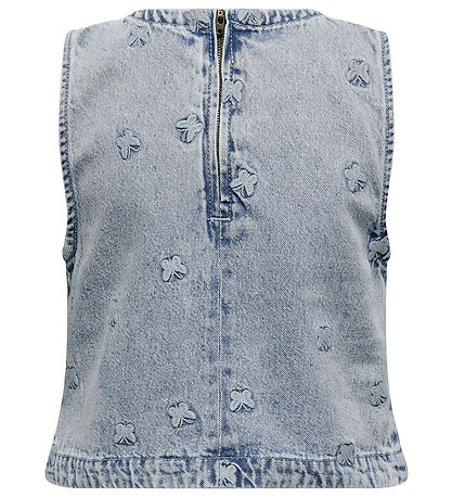Kids Only Top - KogFreja - Hellblauer Denim/Schmetterling