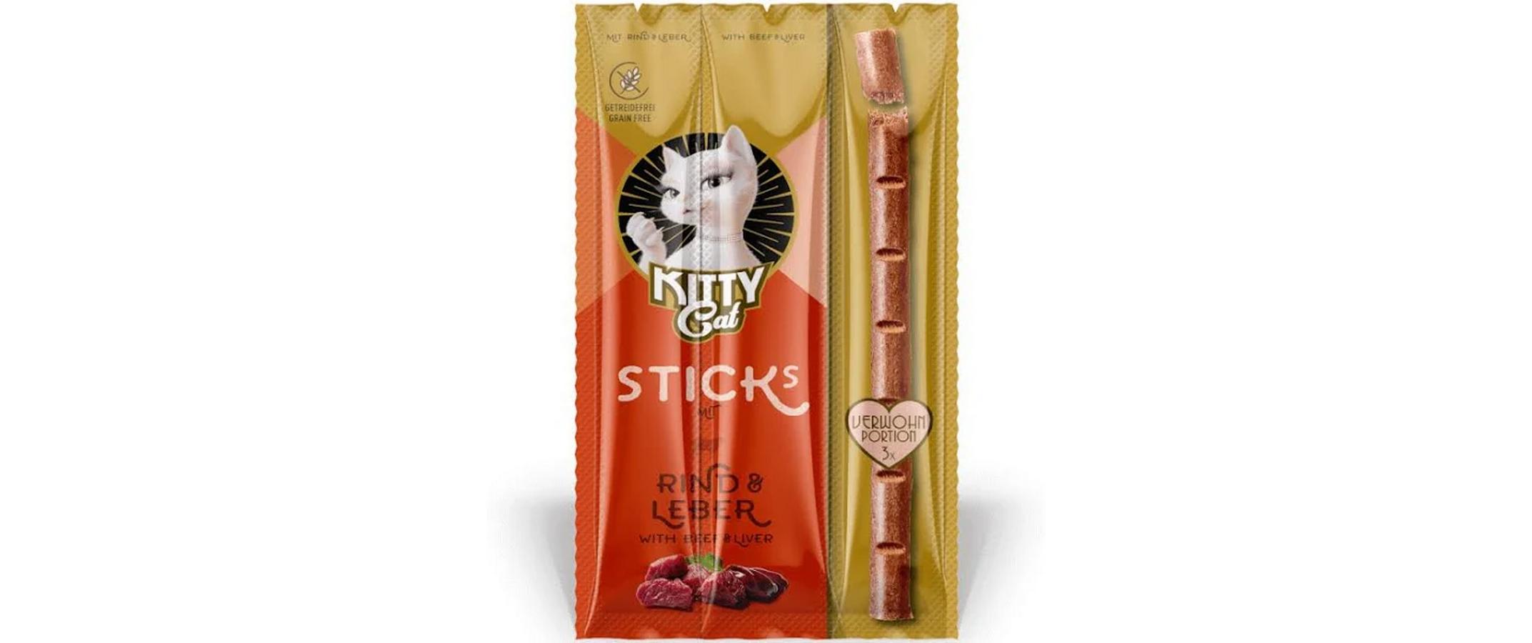 Katzen-Snack Stick Rind, Leber 15 gGetreidefreie, weiche Katzenleckerlis mit Rindfleisch und Leber