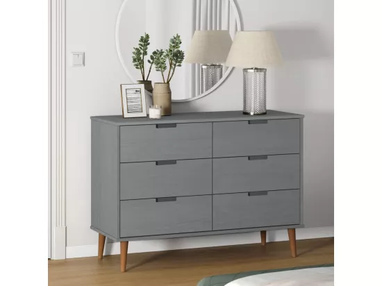 Commode MOLDE Gris 113x40x80 cm Bois de pin massif