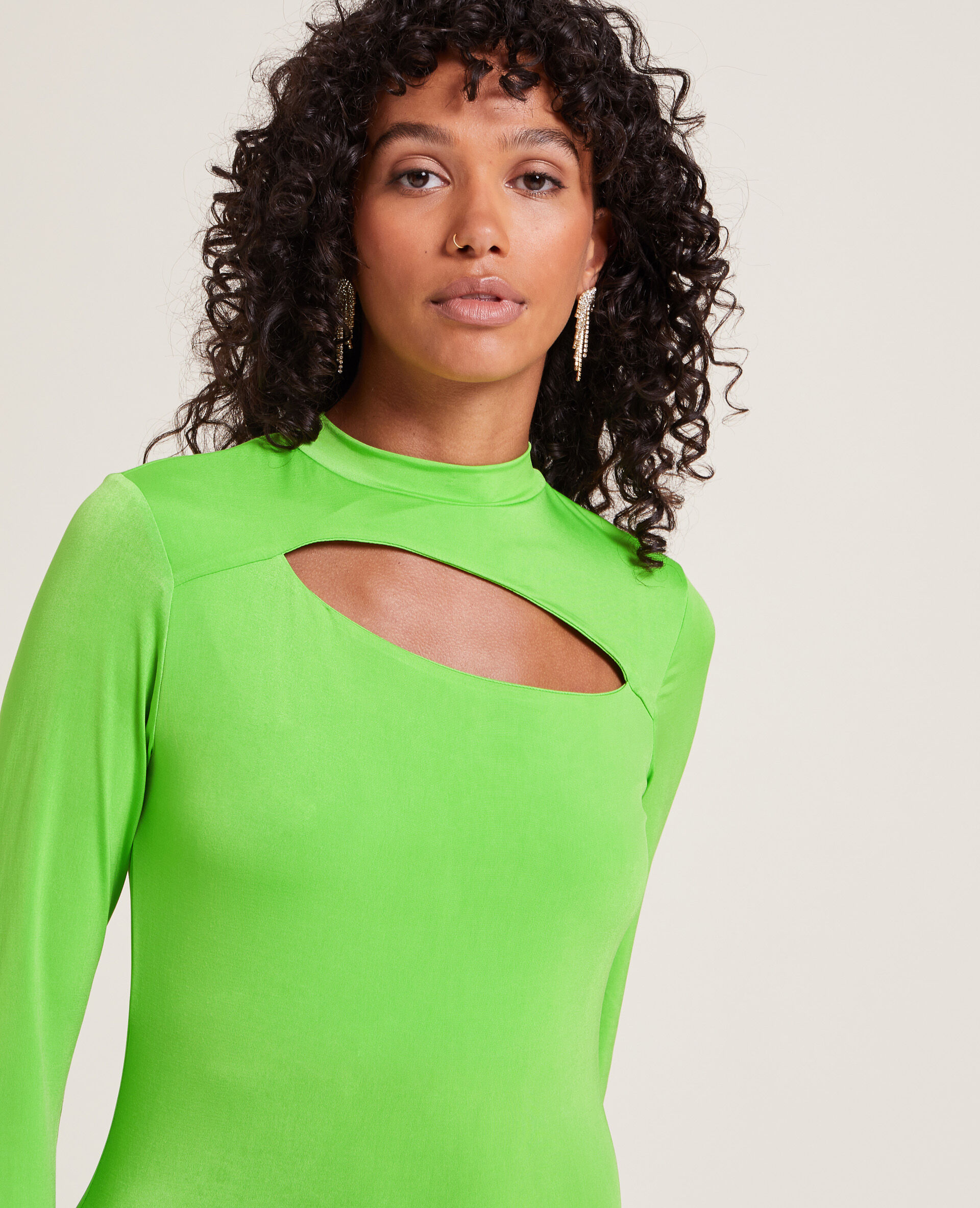 Robe longue avec ouverture devant - Vert olive