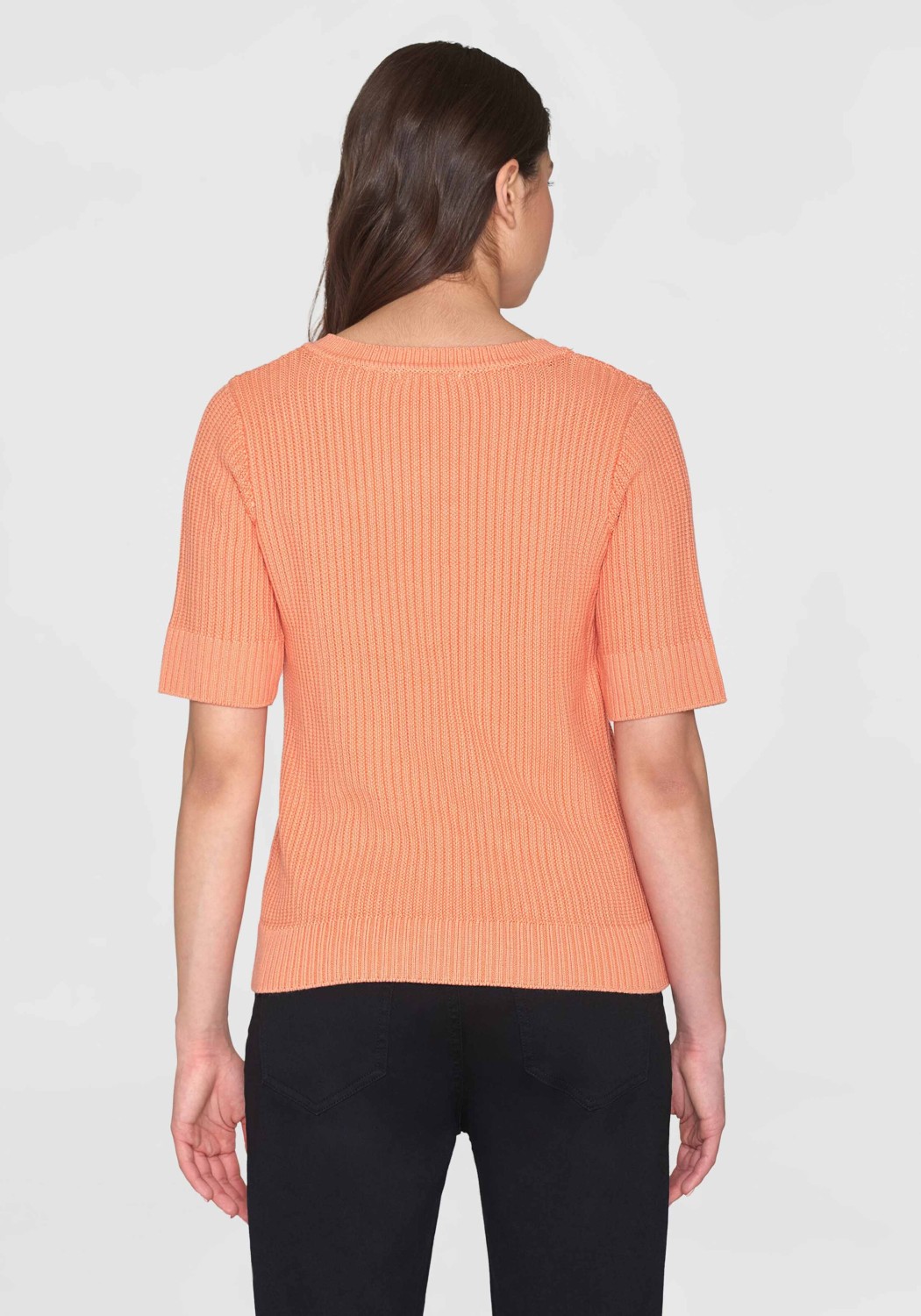 Knowledge Cotton Apparel Kurzarm-Cardigan Short Sleeve Knitted Cadmium Orange