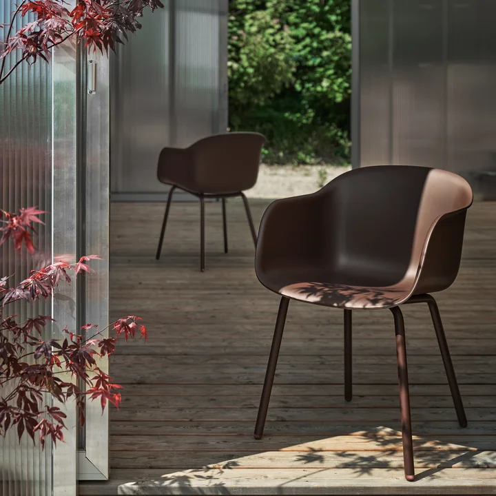 Muuto - Fiber Outdoor Armlehnstuhl, grau
