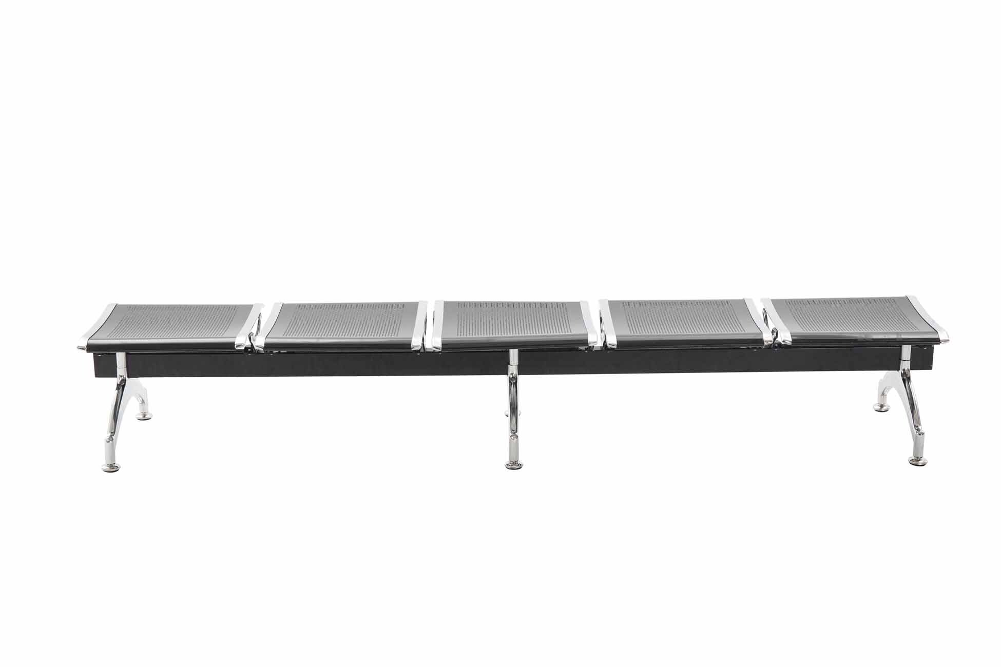 CLP 5er Wartebank CENTRAL mit Metallgestell in Chrom-Optik I Robuste Bank aus Metall