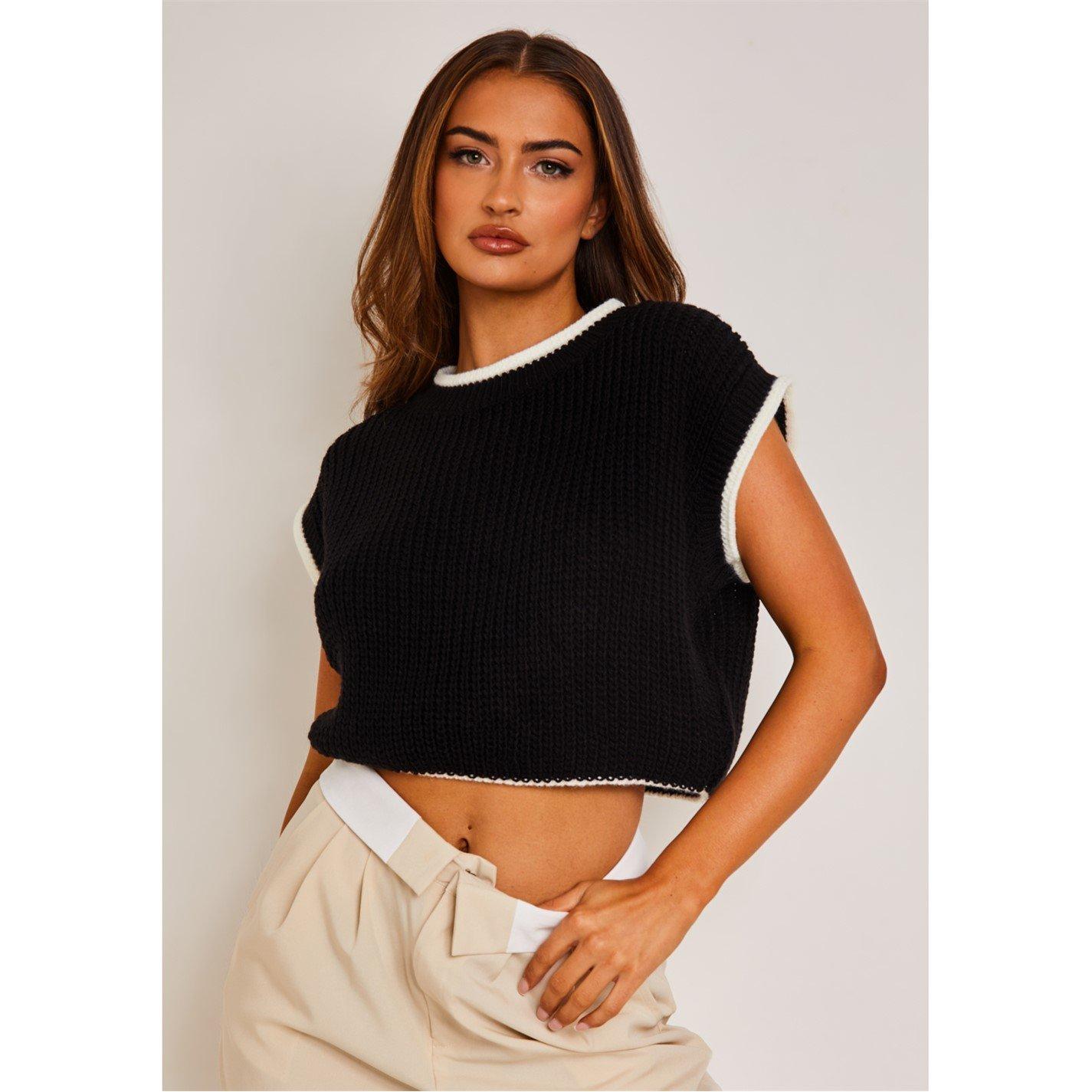 Missy Empire Cropped Knitted Jumper Vest