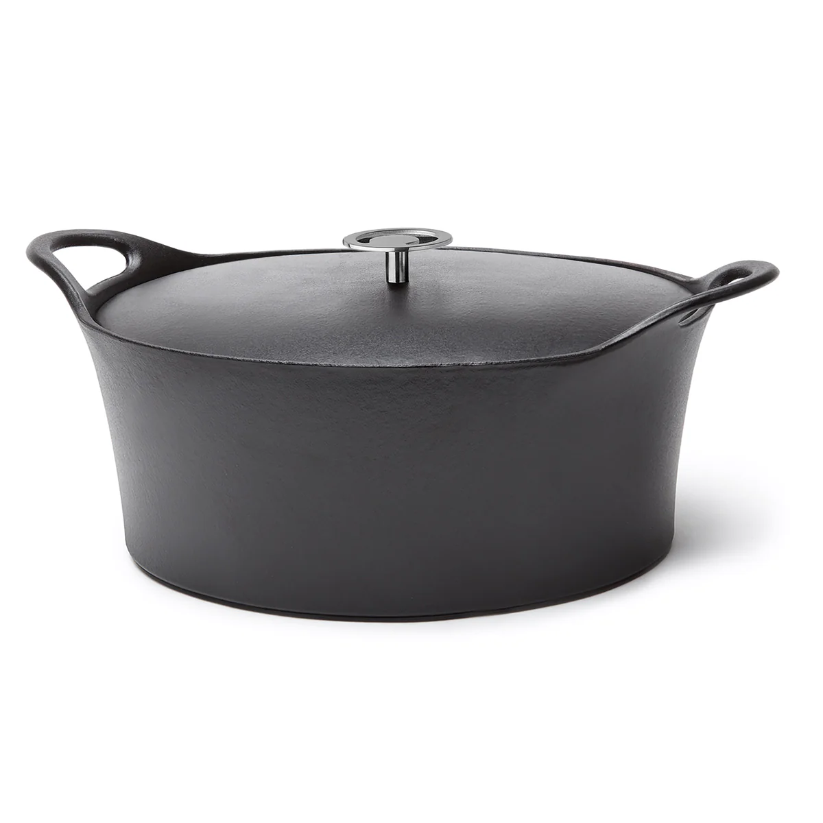 Volcan - Cocotte Ovale 35cm fonte de fer émaillée noire avec couvercle