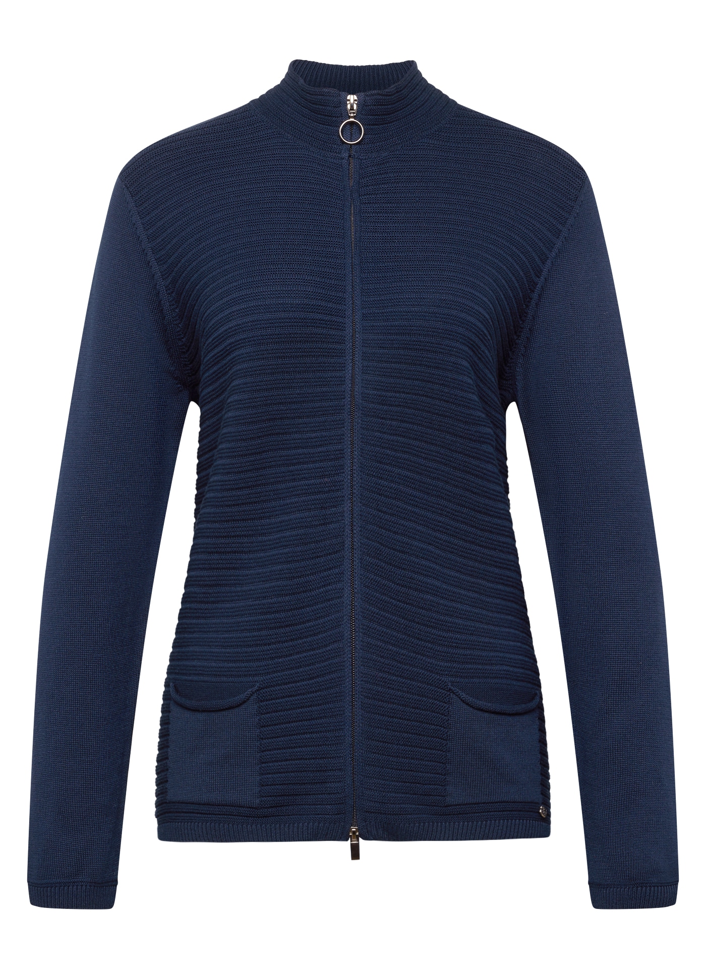 Rabe Strickjacke mit Reissverschluss und Stehkragen