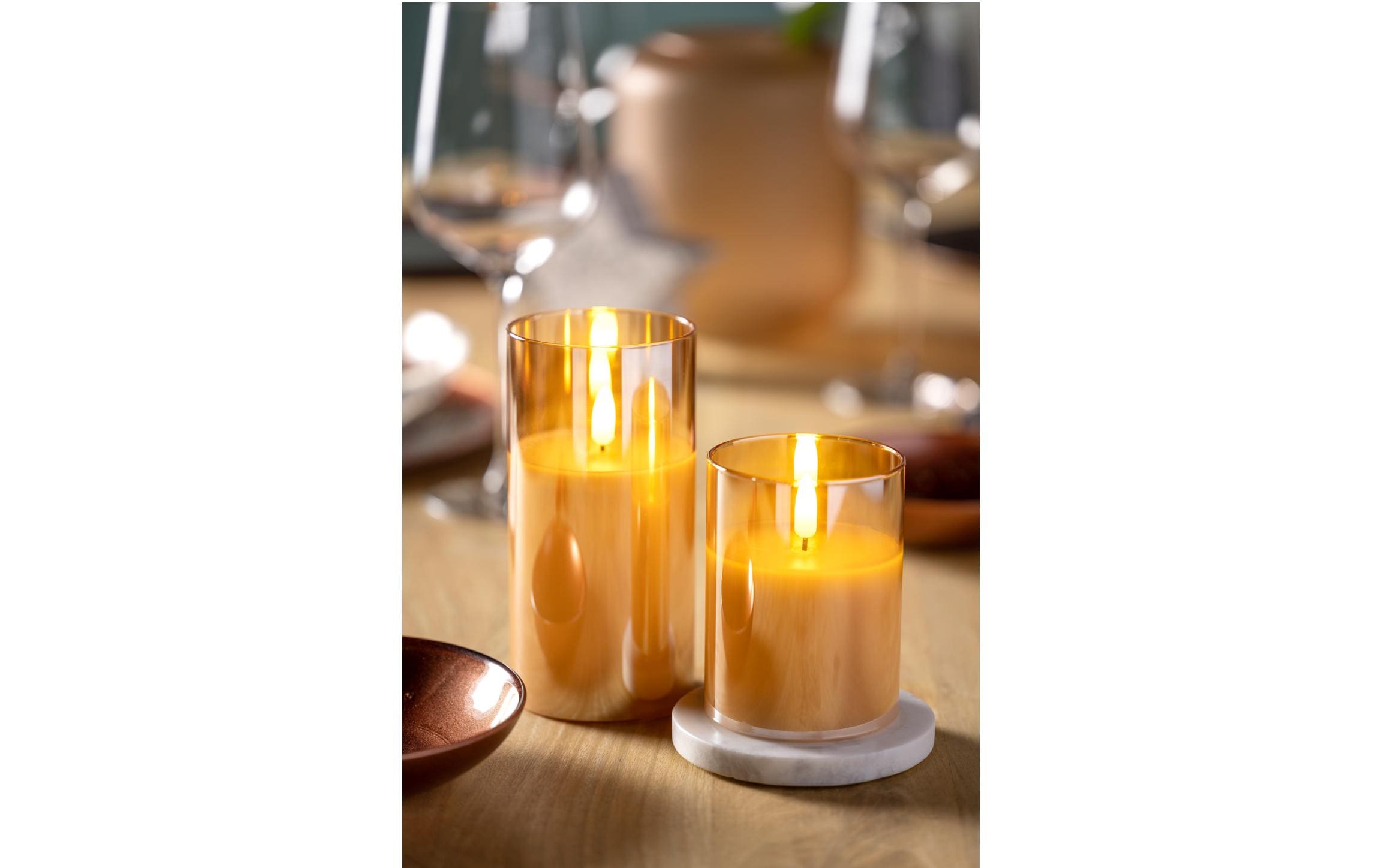 LED-Kerze Autentico 16 x 8 cm, GoldDekoratives Tischlicht