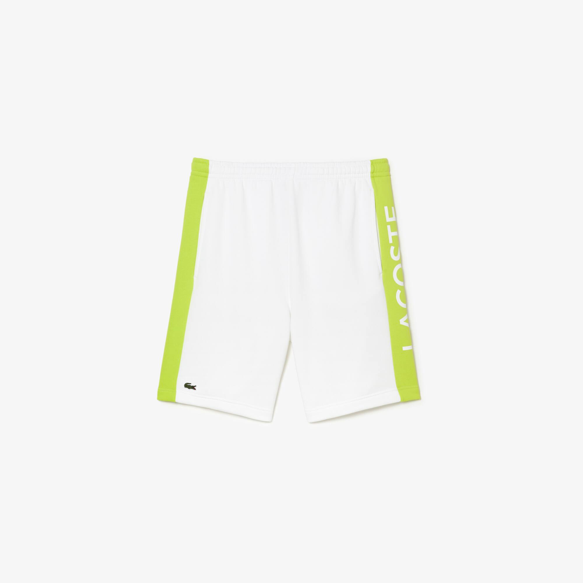 Herren Colourblock-Shorts aus Baumwollfleece Bermudas - Weiss - Lacoste - Herren