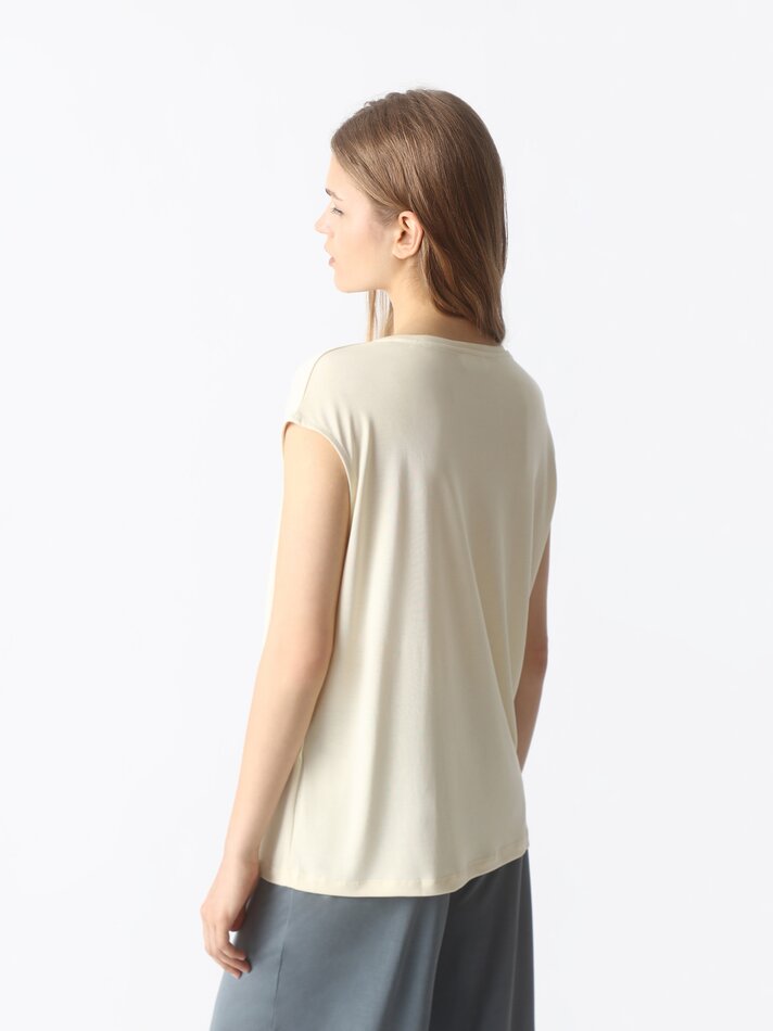 Camiseta fluida sem mangas - Amarelo Pastel