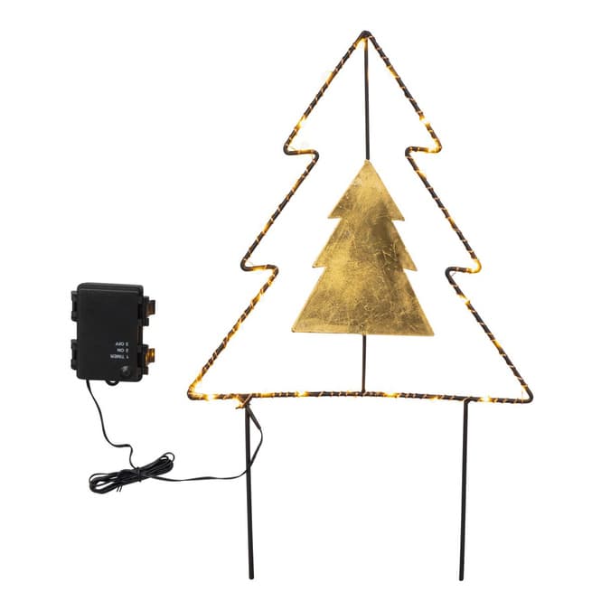 Pflanzenstecker - Baum - mit LED - schwarz/gold - ca. 28 x 44,5 cm