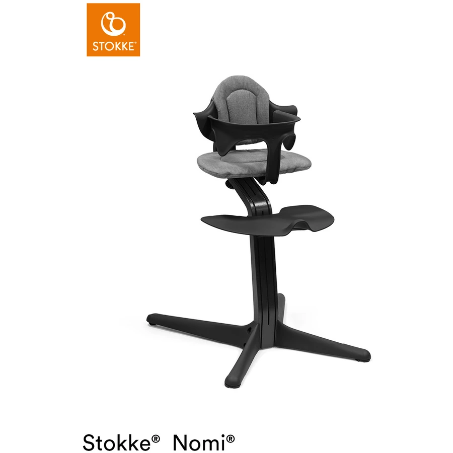 STOKKE® Nomi® Hochstuhl Buche schwarz + inkl. Newborn Set schwarz  grau pink