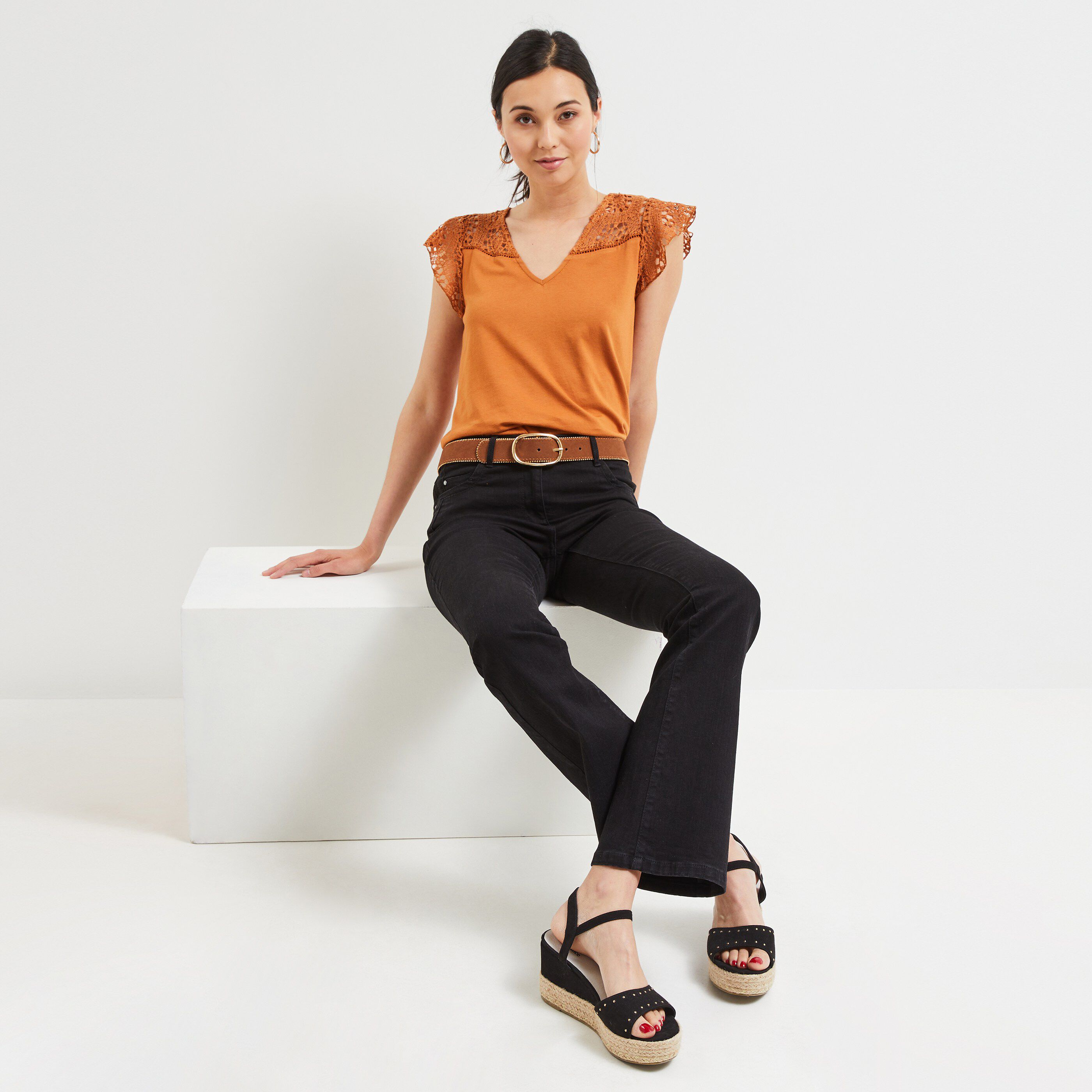 Tshirt uni femme - CARAMEL
