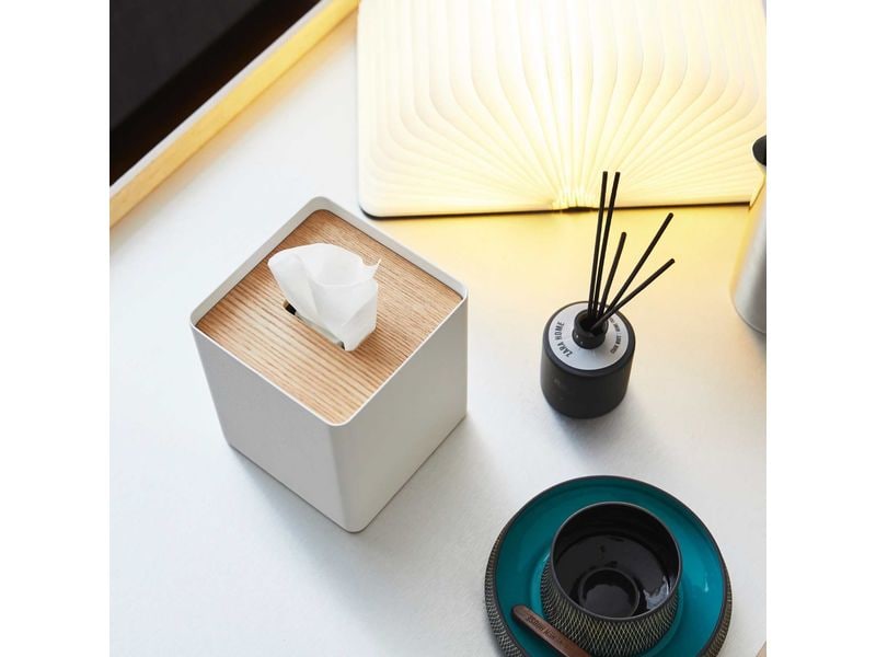 Yamazaki Kosmetiktuchbox Rin Weiss Quadratische Taschentuchbox