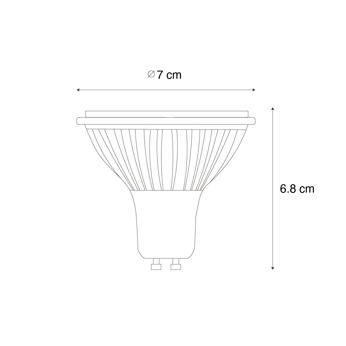 Set van 5 GU10 dimbare LED lamp 70mm 6.5W 600 lm 3000K