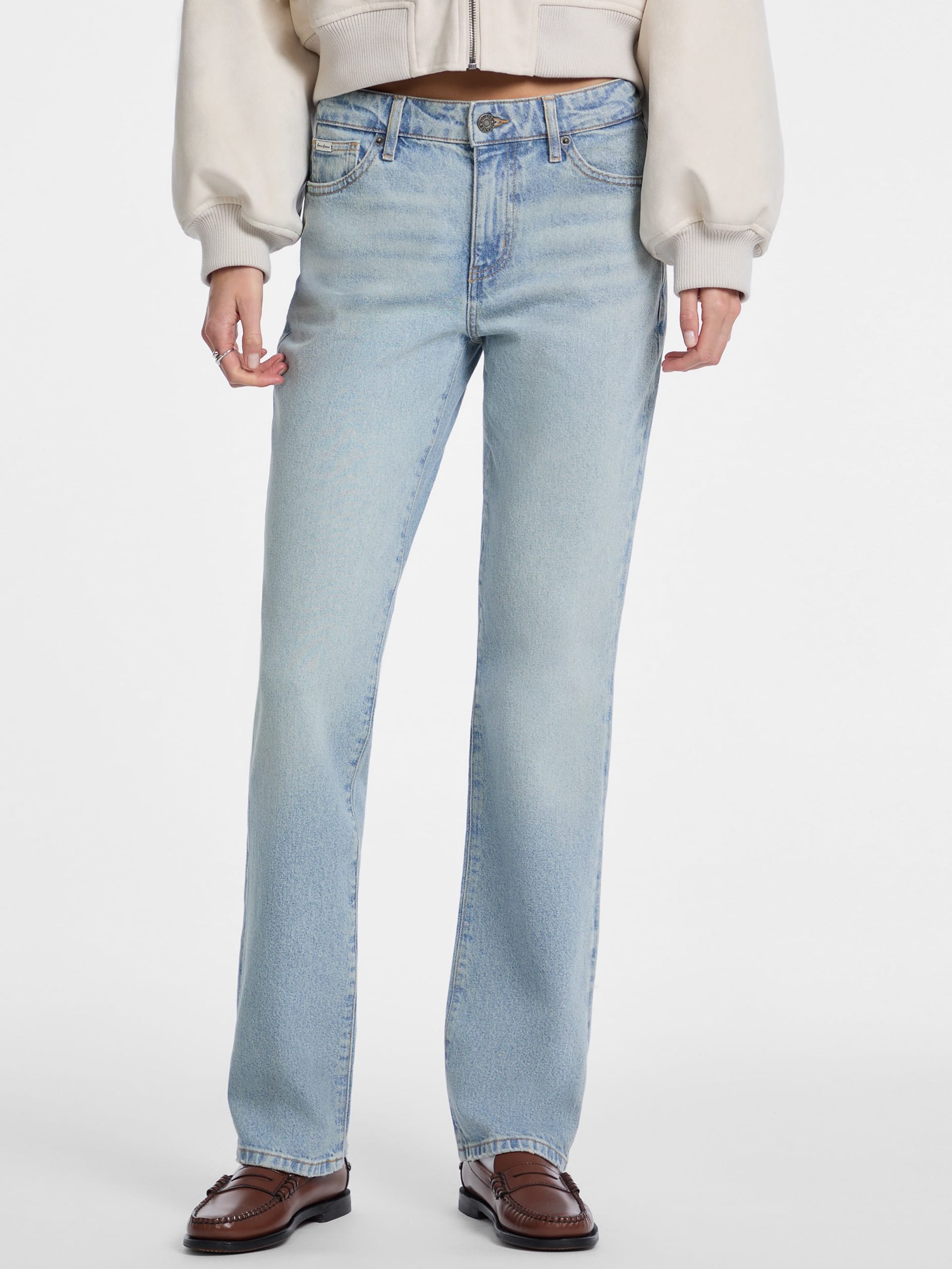 Calça jeans reta de cintura média G08