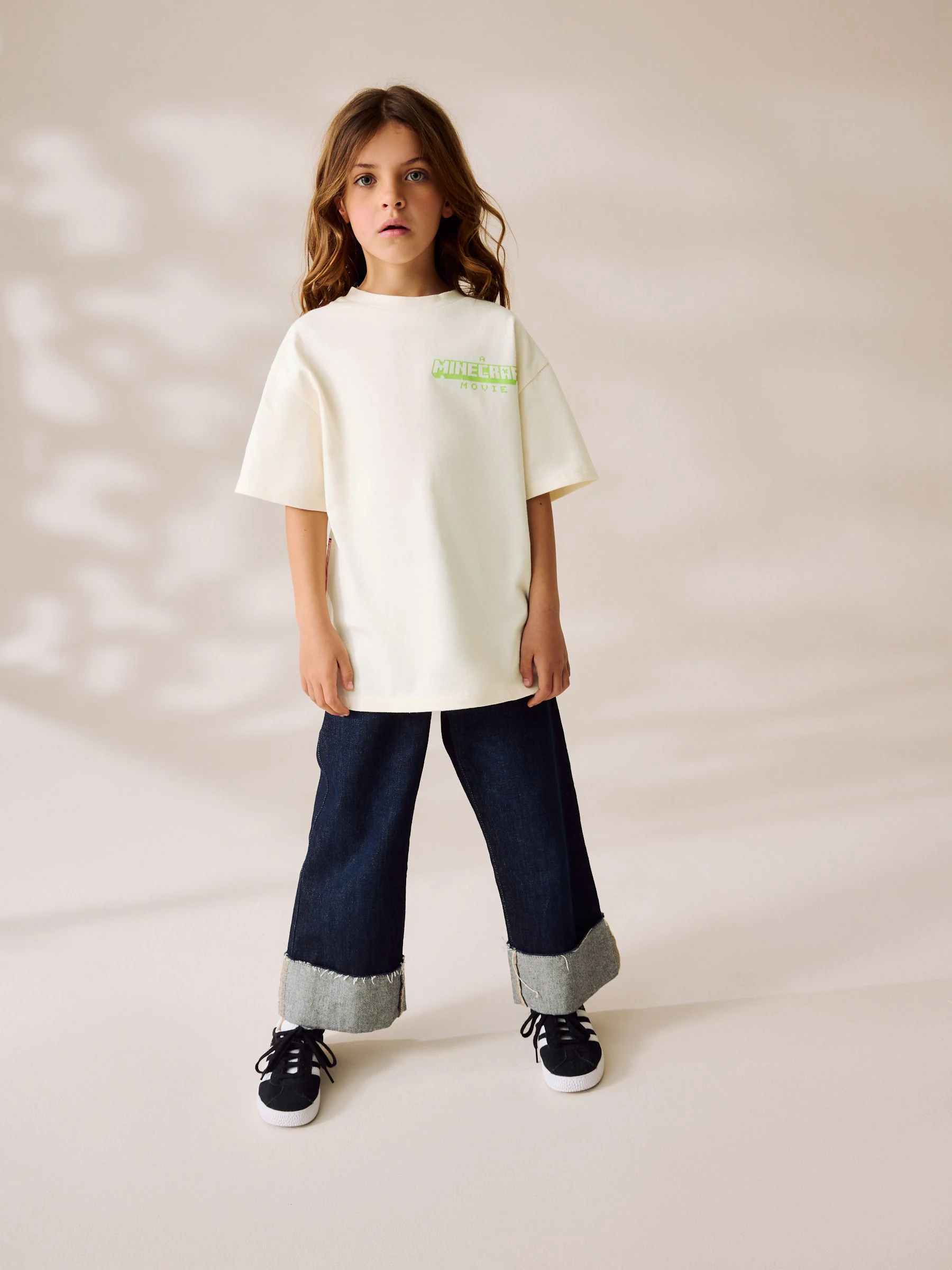 Crème - Oversized T-shirt met grafische print (3-16jr)