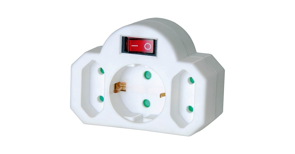 BrennenstuhlAdapterstekker 2 euro aansluitingen + 1 veiligheidsstopcontact met schakelaar stekkerdoos adapter  (Wit)