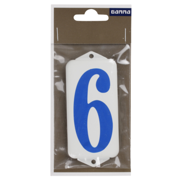 GAMMA huiscijfer 6 emaille wit /blauw