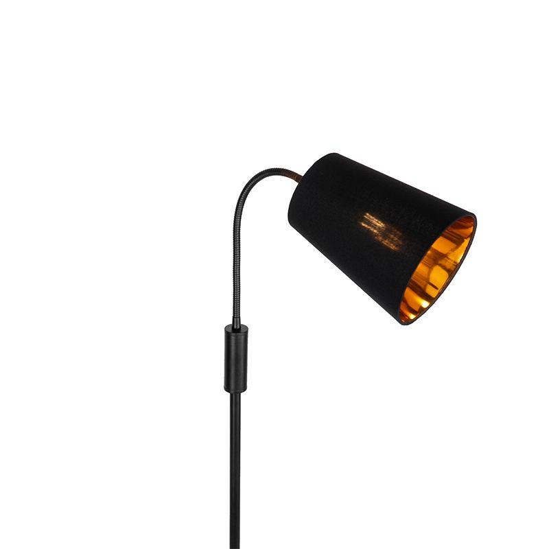 Moderne vloerlamp zwart met goud - Carmen