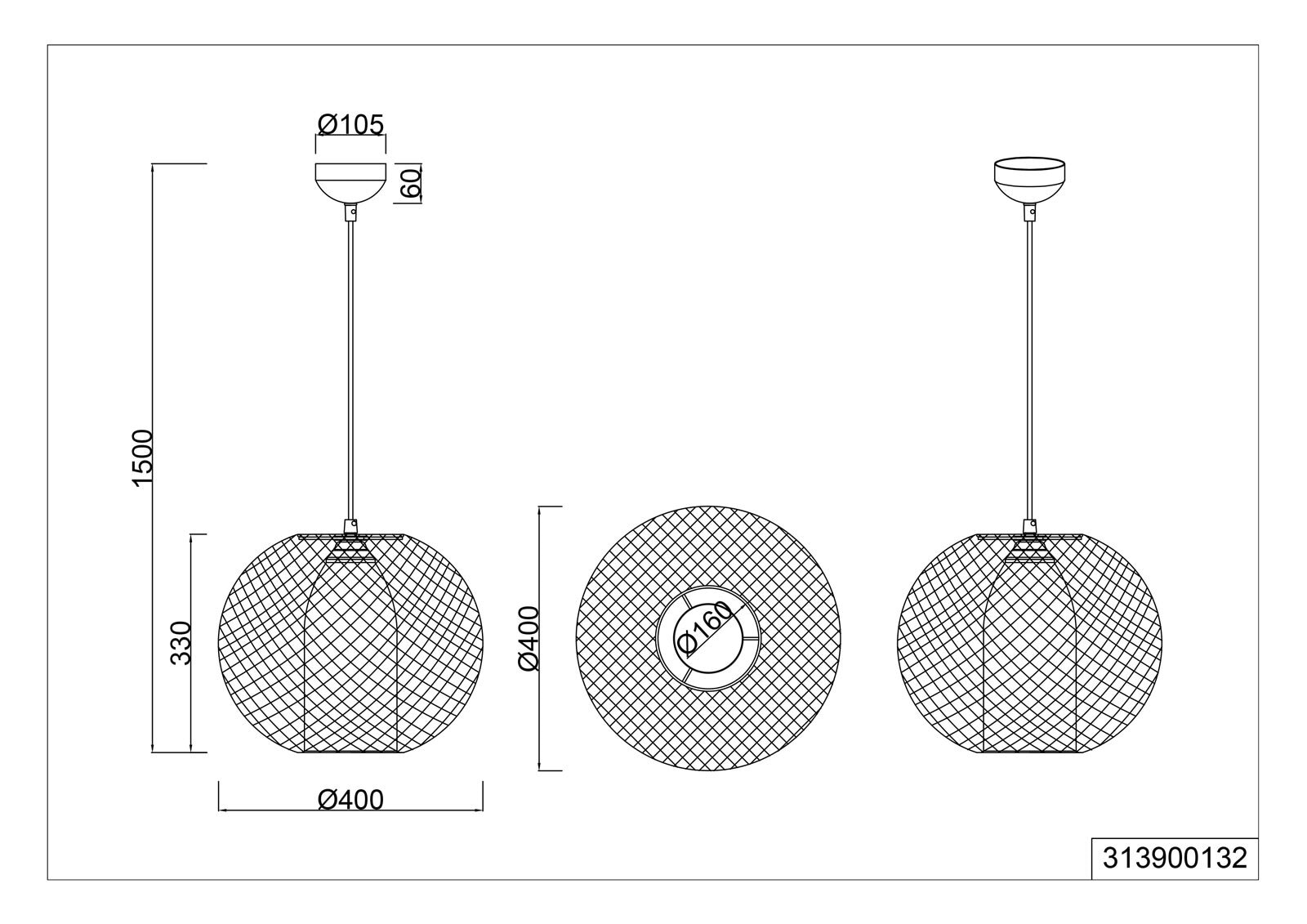 Filo Pendelleuchte schwarz 313900132, D/H: 40/150 cm, Metall