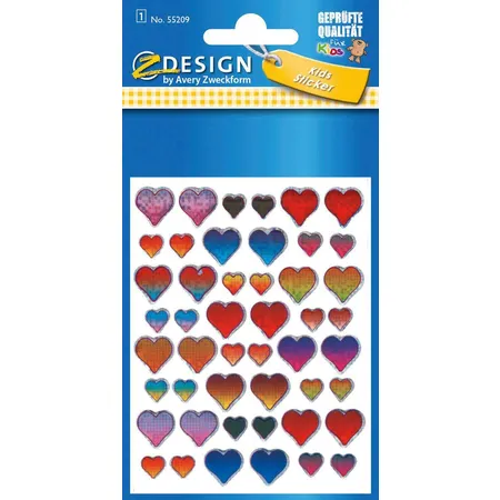 Avery Zweckform Z-Design Deko Sticker, Herzen, 1 Bogen/48 Sticker