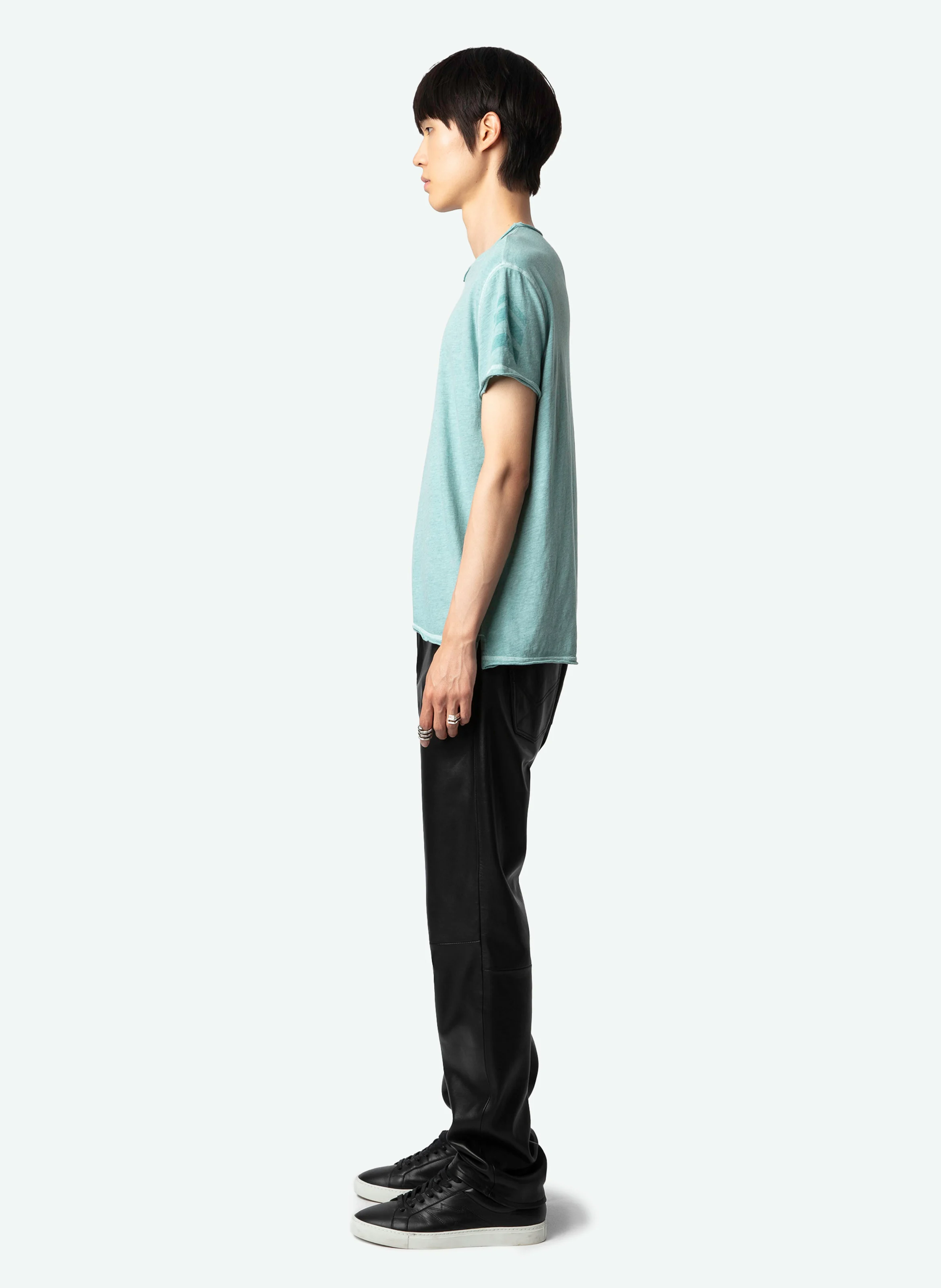 MONASTI - Tee-shirt col tunisien en coton | Bleu