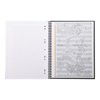 RhodiActive Notebook - Cahier à spirale A4+ (22,5 x 29,7 cm) - 160 pages - petits carreaux (5x5 mm) - noir
