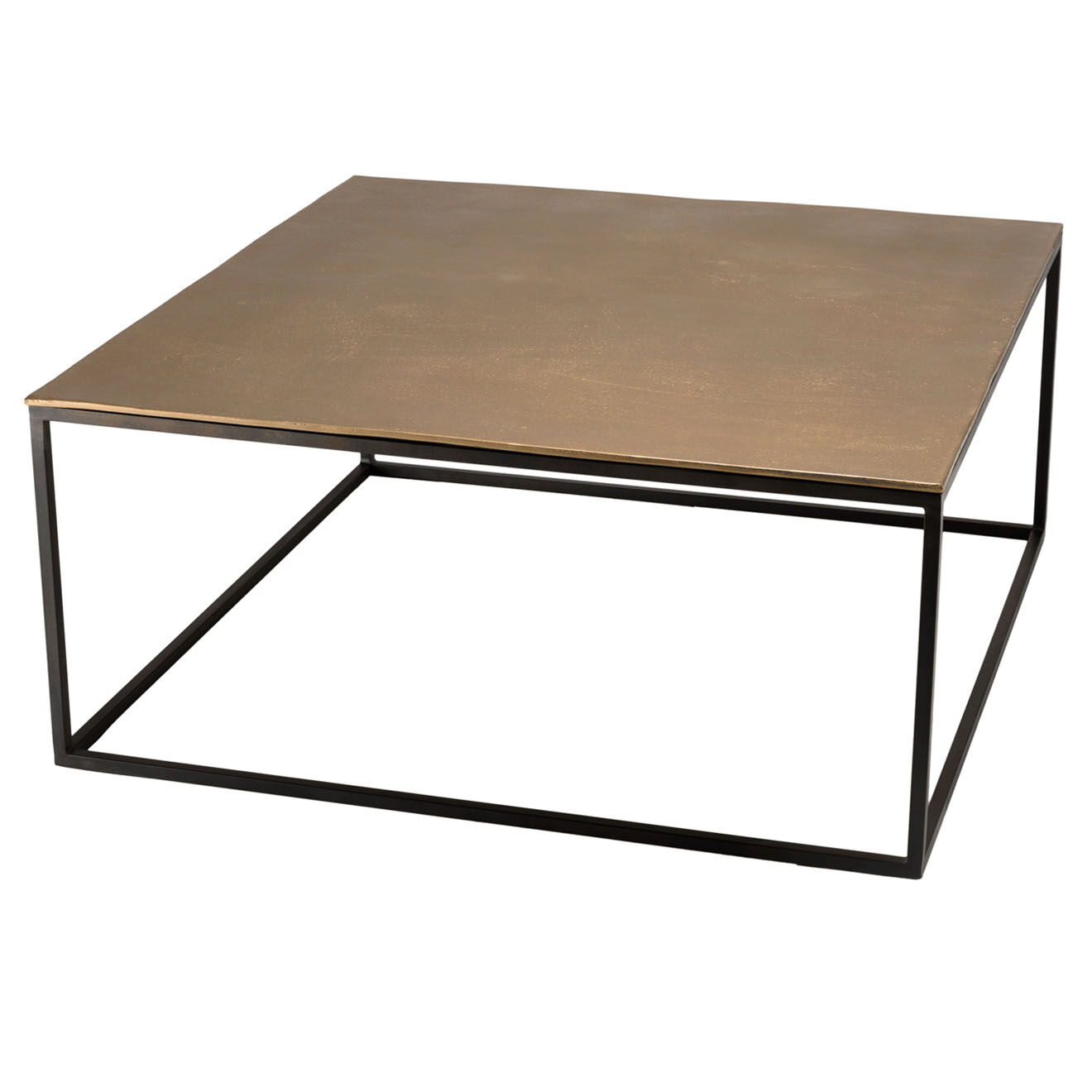 Macabane Table basse carrée Jonas doré/noir - 90x90x40.5 cm